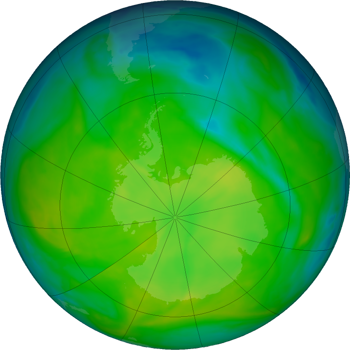 Antarctic ozone map for 25 November 2016